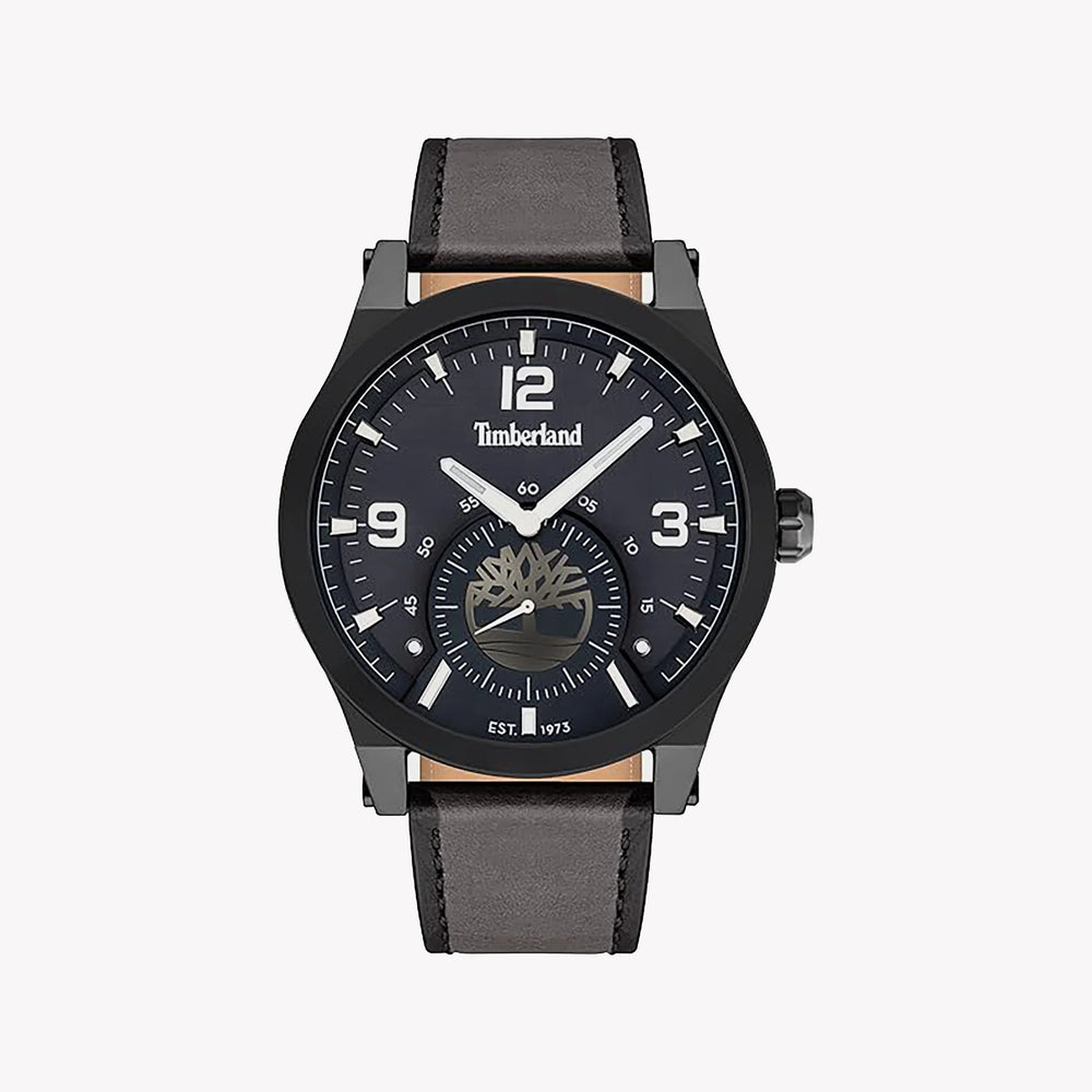 Timberland Men's Black Stainless Steel, Grey Leather | Tdwjf2002001 by i-watch