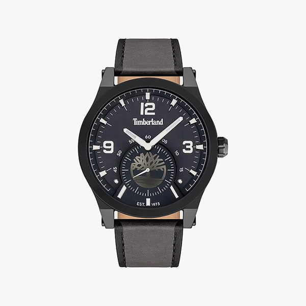 Timberland Men's Black Stainless Steel, Grey Leather | Tdwjf2002001 by i-watch