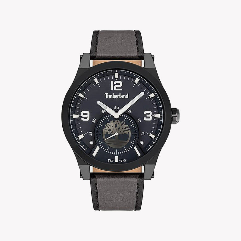 Timberland Men's Black Stainless Steel, Grey Leather | Tdwjf2002001 by i-watch