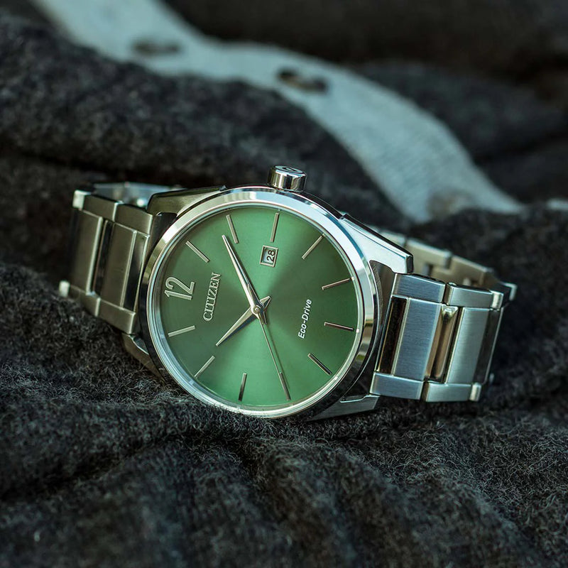 Citizen Bm7410-51x Eco-Drive - Bold Green Dial Stainless Steel Men's Watch by i-watch