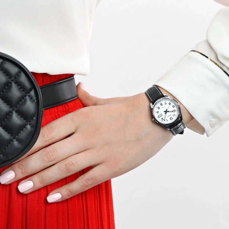 Casio Women's Silver & Black Leather Sporty Watch | Ltp-1302l-7bvdf by i-watch