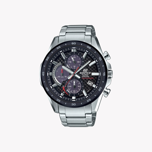 Casio Men's Silver Stainless Steel Watch, Black Dial | Efs-S540db-1auef by i-watch