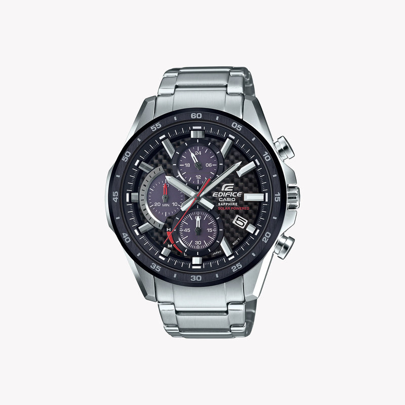 Casio Men's Silver Stainless Steel Watch, Black Dial | Efs-S540db-1auef by i-watch