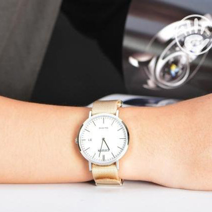 CITIZEN AU1080-20A DYNAMIC STYLE - ECO-DRIVE MEN'S WATCH with Silver Case & Beige Nylon Band-i-Watch-4