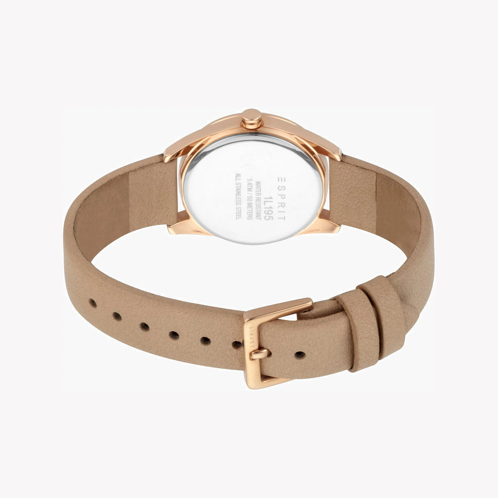 ESPRIT Women's Watch with Rose Gold Stainless Steel Case and Beige Leather Band-i-Watch-3