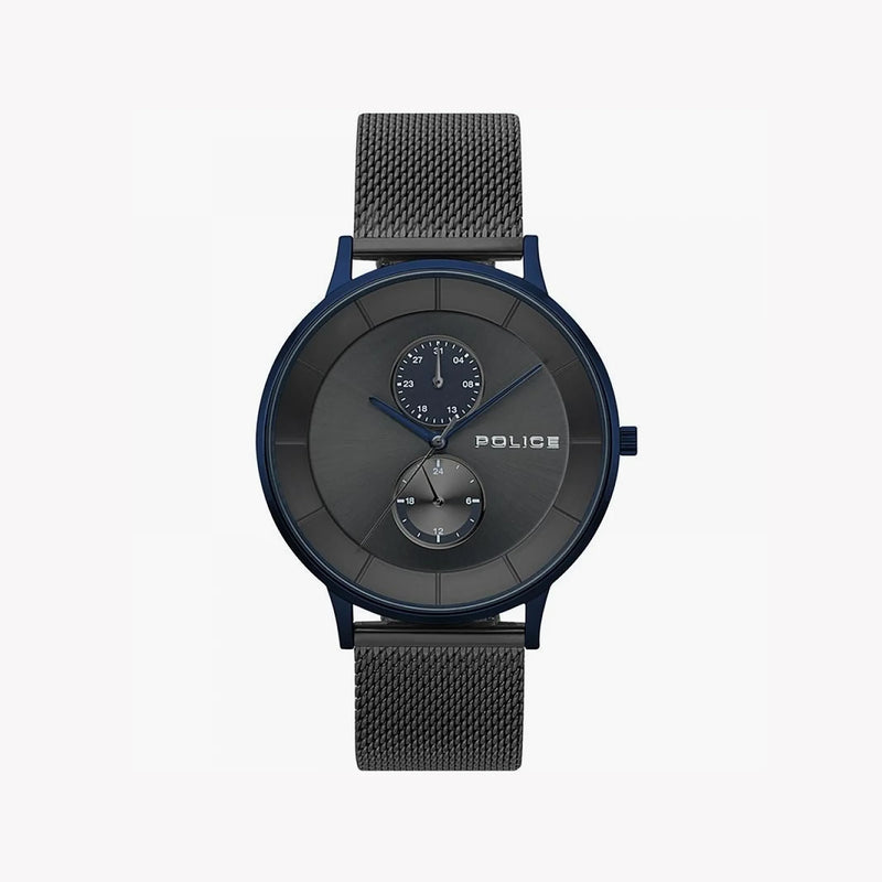 Police Men's Blue Stainless Steel Watch, Black Dial | P15402jsbl61umm by i-watch