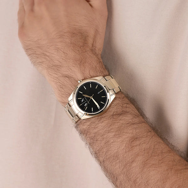 Armani Exchange Men's Gold Watch, Black Dial | Ax2857