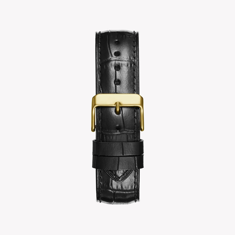 Guess Men's Gold Watch, Black Leather Band | W1308g2 by i-watch