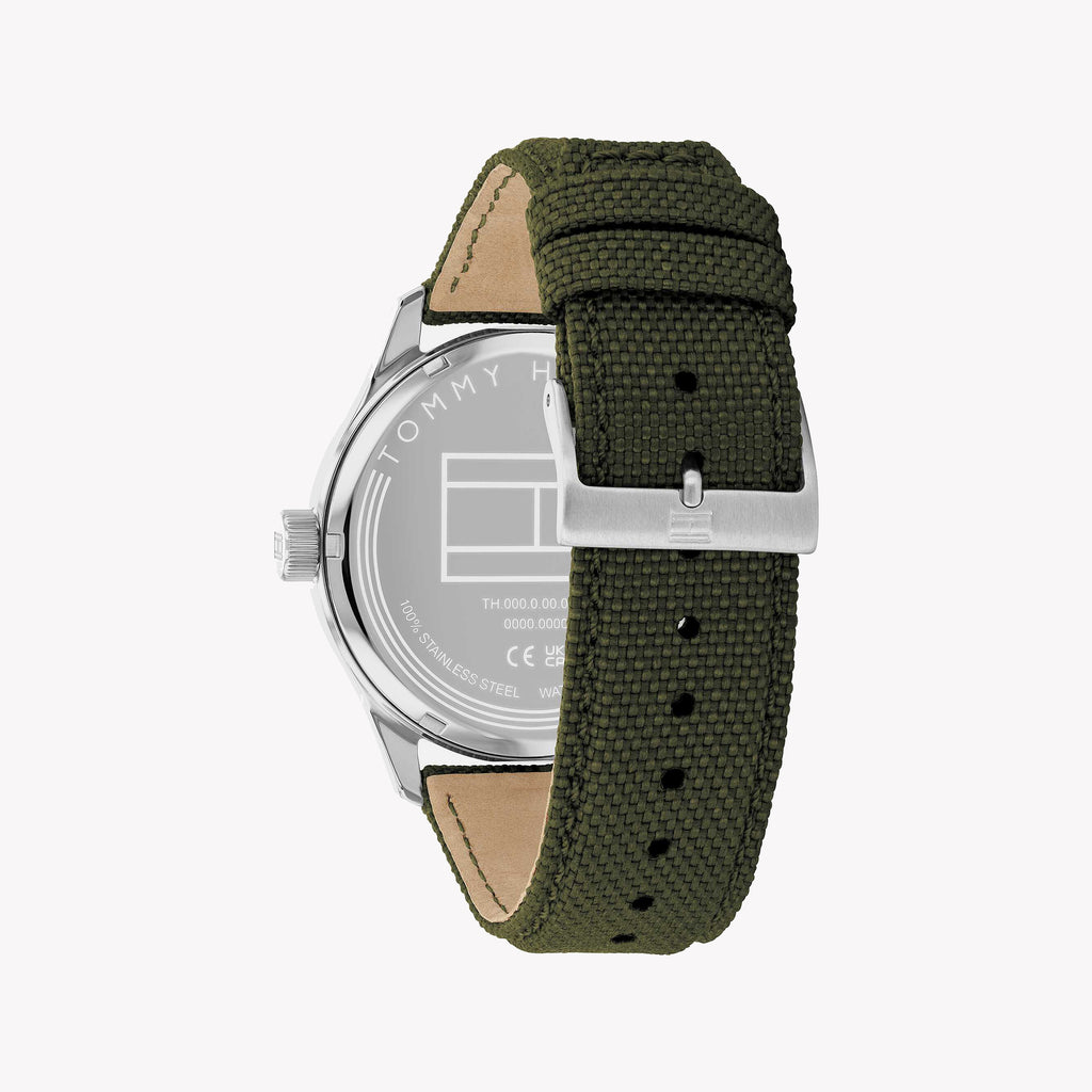 TOMMY HILFIGER 1710593 MODERN SPORT - MEN'S SILVER STAINLESS STEEL WATCH WITH GREEN NYLON BAND-i-Watch-3