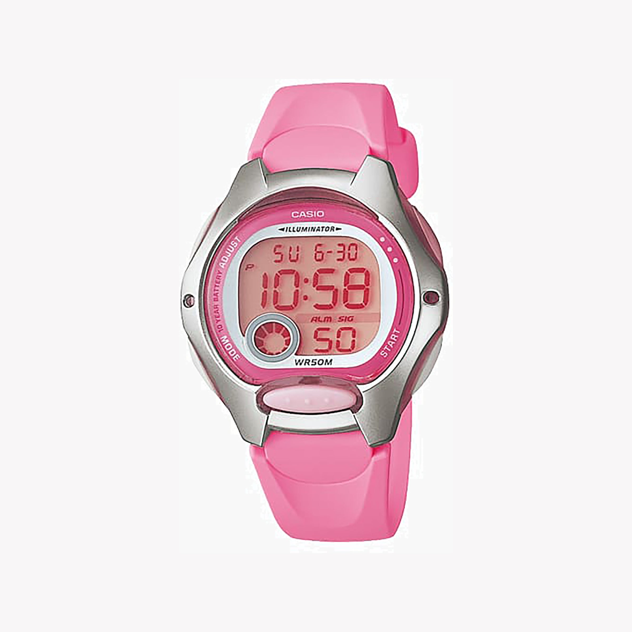 CASIO Women's Watch with Silver Resin Case and Pink Resin Band