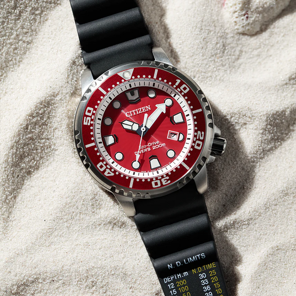 Citizen Bn0159-15x Bold Performance - Striking Red Dial Men's Watch With Durable Polyurethane Band by i-watch