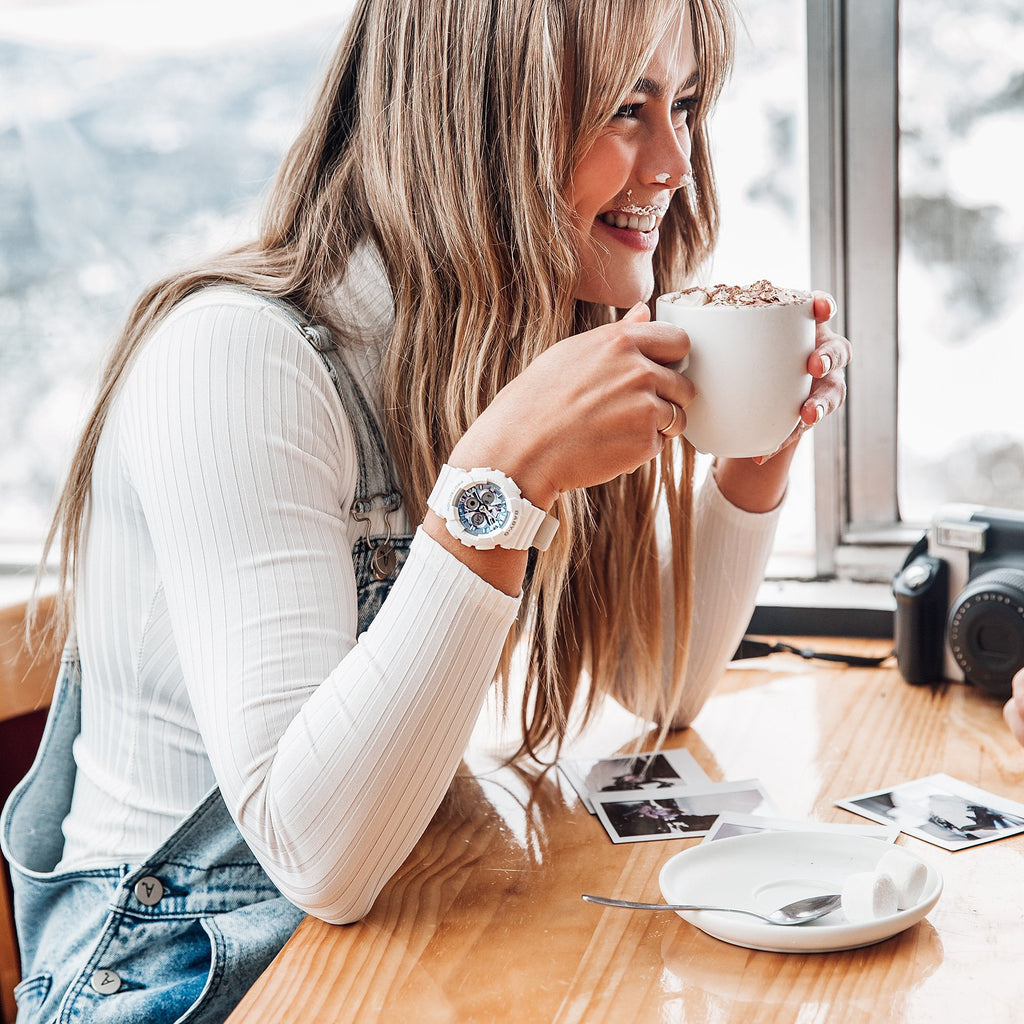 BABY-G BA-130-7A2DR - SPORTY CHIC - Women's White Resin Watch with Digital Dial and Color Pop-i-Watch-2