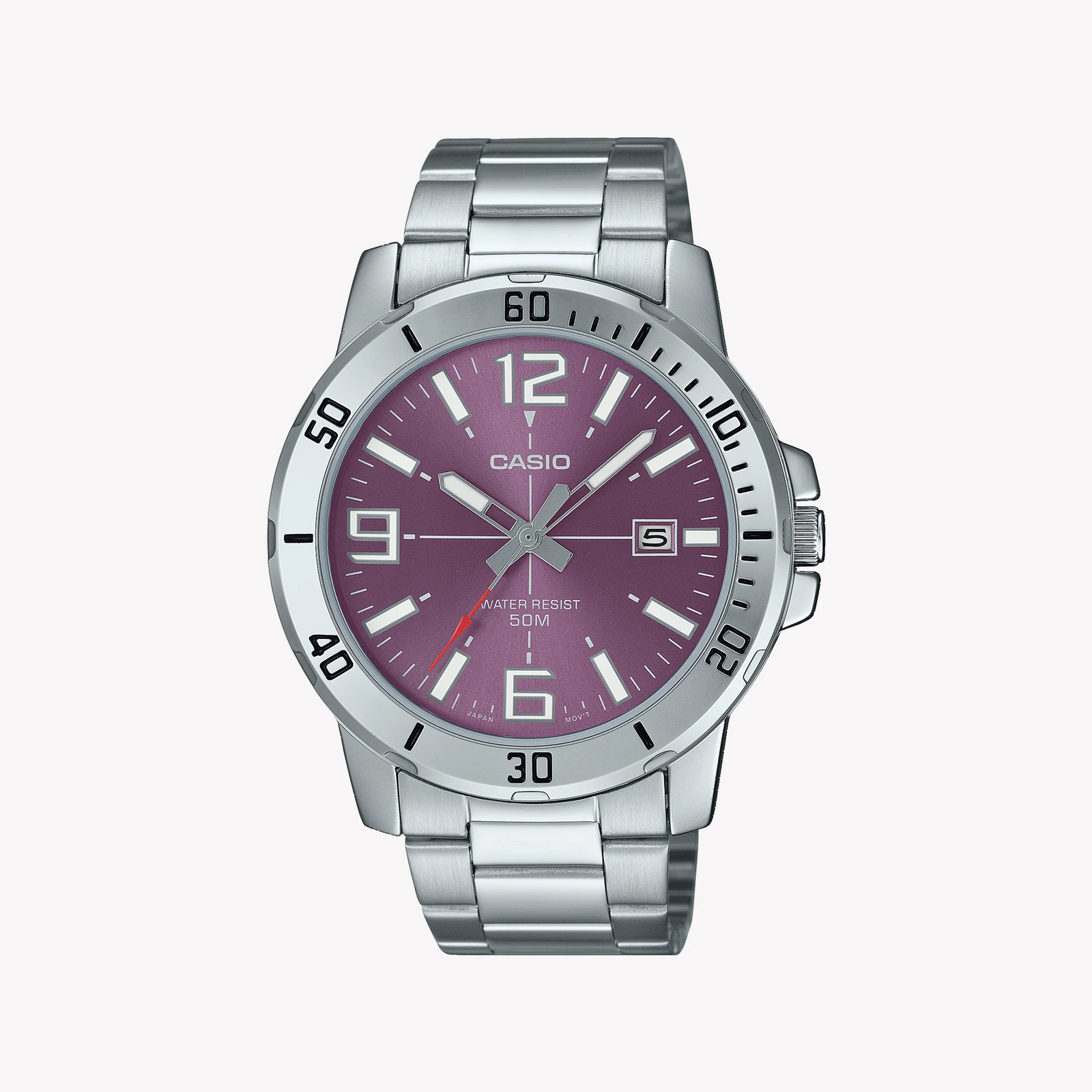 Casio Men's Silver Stainless Steel, Pink Dial | Mtp-Vd01d-6bvudf by i-watch