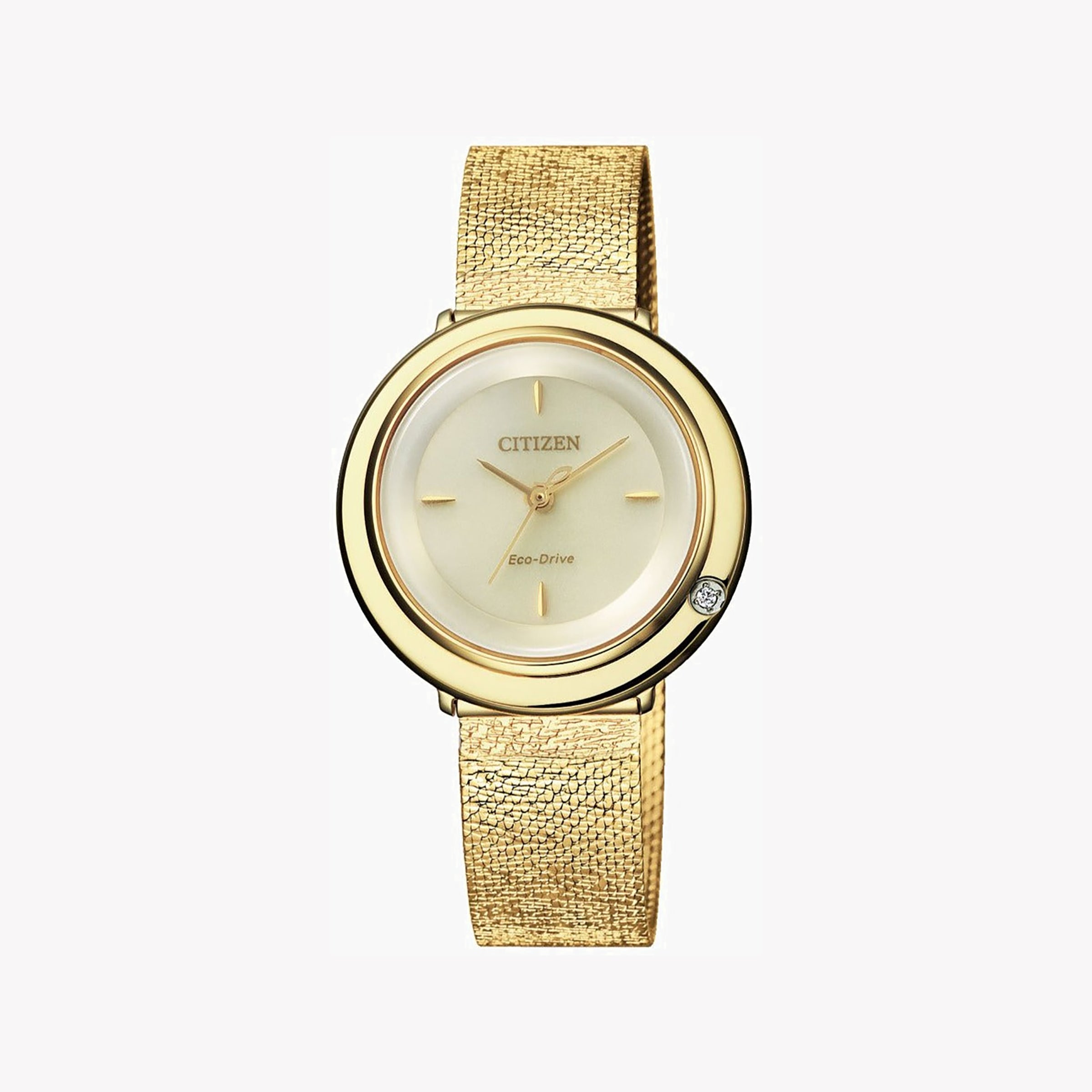 CITIZEN EM0642-87P - CHIC ELEGANCE IN GOLD & BEIGE WITH ECO-DRIVE POWER