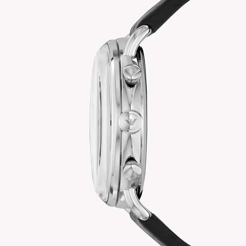 Emporio Armani Men's Silver Watch, Black Leather Band | Ar11143 by i-watch