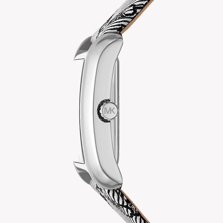 MICHAEL KORS MK2991 - ELEGANCE REDEFINED: Women's Silver & Black Leather Analog Watch-i-Watch-2