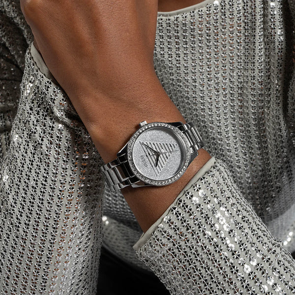 Guess Women's Silver Stainless Steel Watch, Silver Dial | Gw0605l1 by i-watch