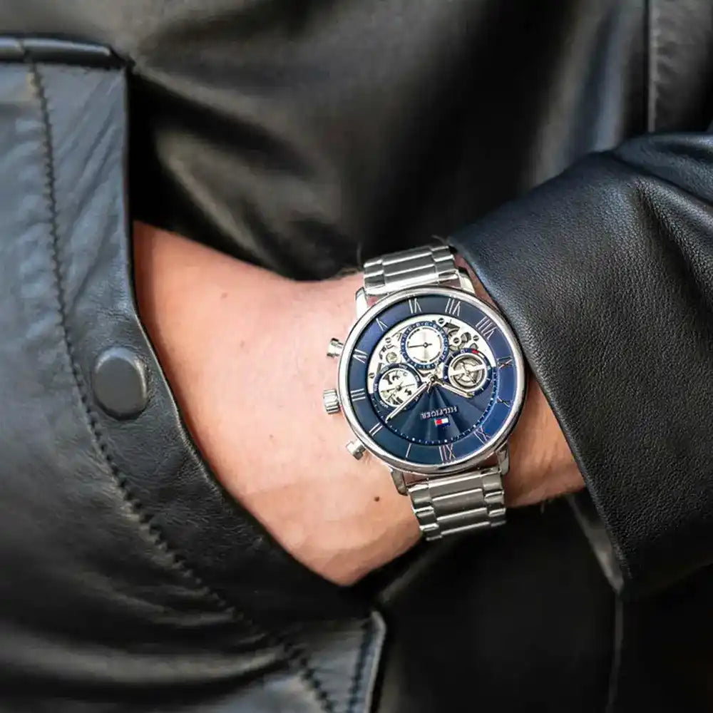 TOMMY HILFIGER 1692188 - BOLD URBAN ELEGANCE MEN'S WATCH WITH BLUE DIAL & SILVER STAINLESS STEEL BAND-i-Watch-4