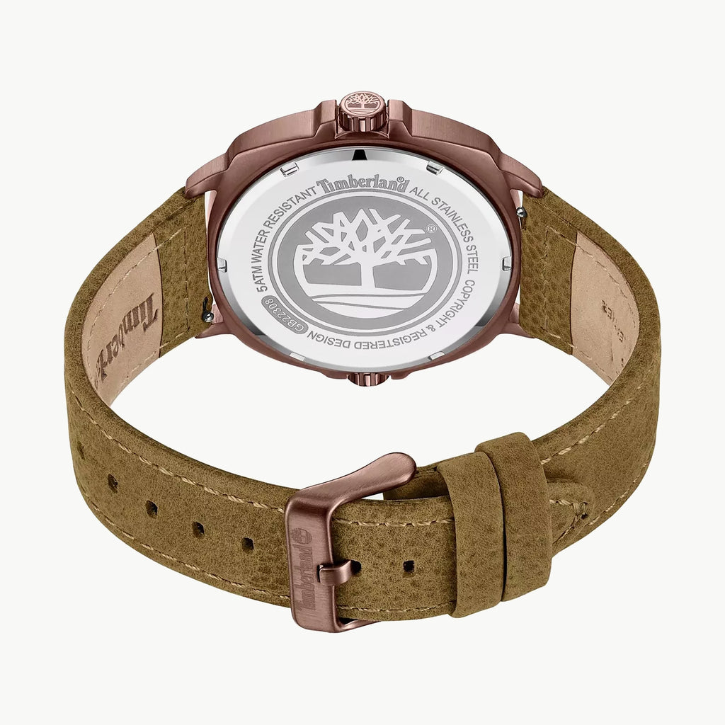 TIMBERLAND TDWGB2230802 RUGGED ELEGANCE - MEN'S WATCH WITH ROSE GOLD LEATHER BAND & BEIGE DIAL-i-Watch-2