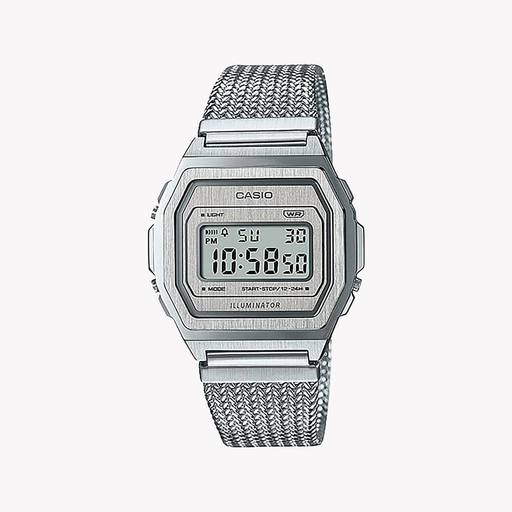 Casio Men's Silver Stainless Steel Watch, Digital Display | A1000ma-7ef by i-watch