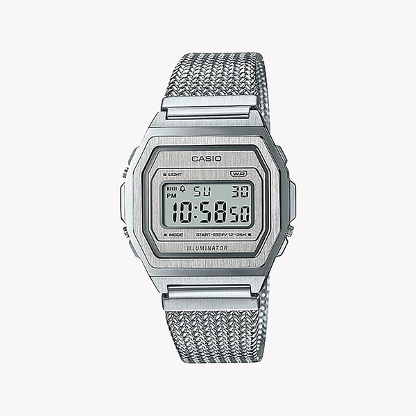 Casio Men's Silver Stainless Steel Watch, Digital Display | A1000ma-7ef by i-watch