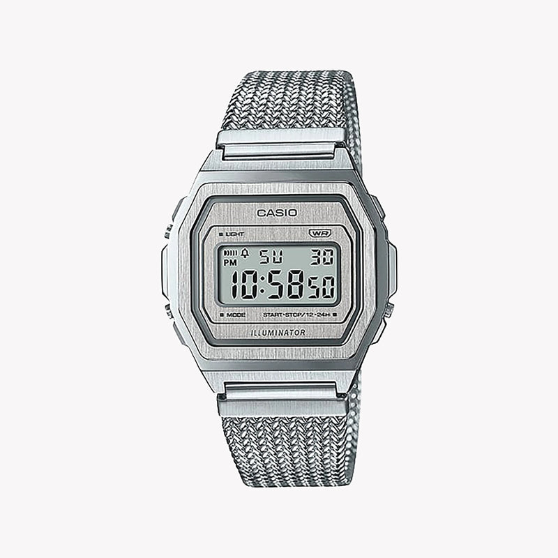 Casio Men's Silver Stainless Steel Watch, Digital Display | A1000ma-7ef by i-watch
