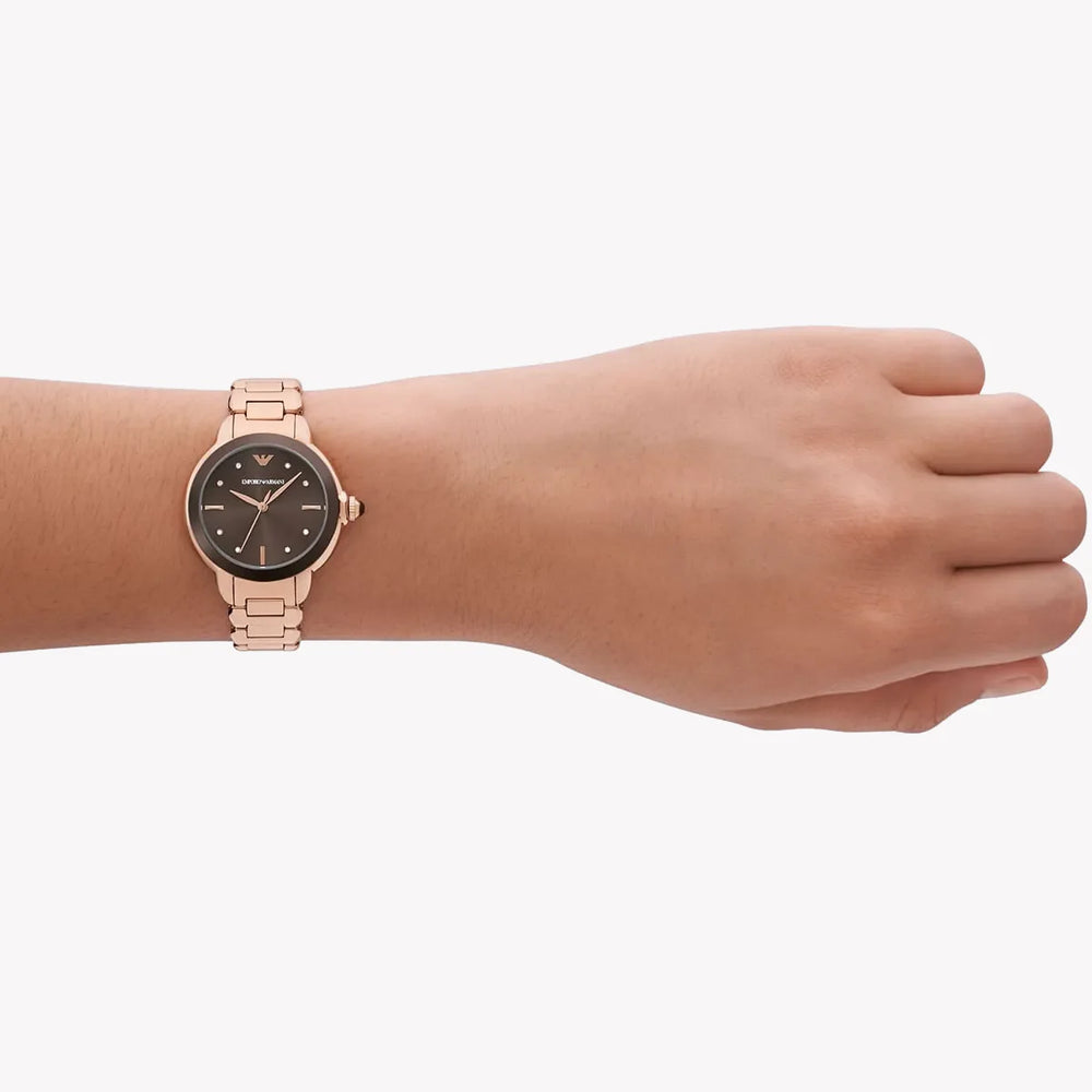 Emporio Armani Women's Rose Gold Watch, Brown Dial | Ar11570 by i-watch