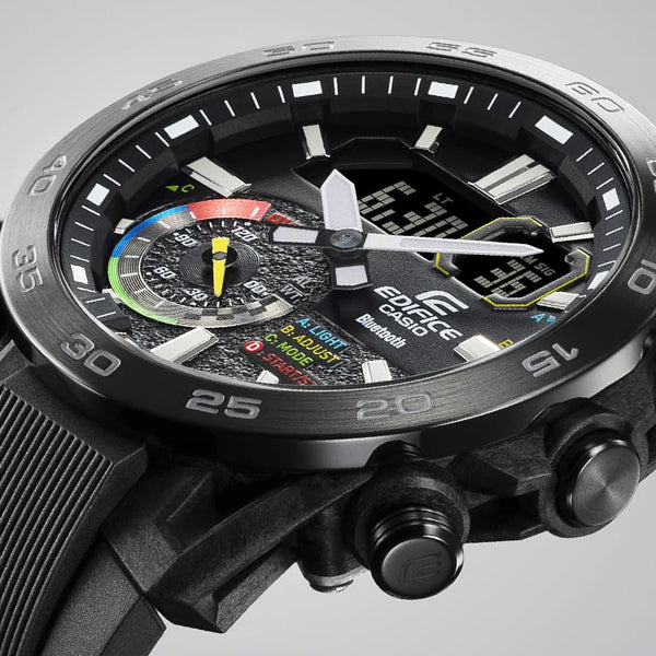 Edifice Men's Black Resin Watch, Multicolour Dial | Ecb-40mp-1aef by i-watch