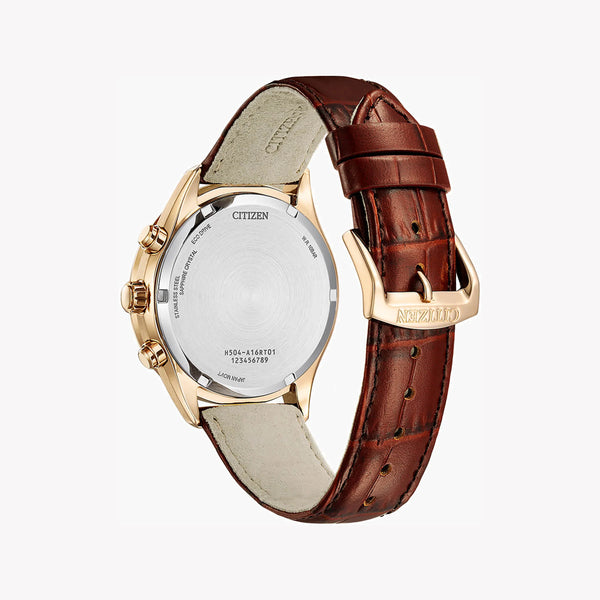 Citizen At2573-07x Rose Gold Sophistication - Modern Men's Watch With Leather Band & Chronograph by i-watch