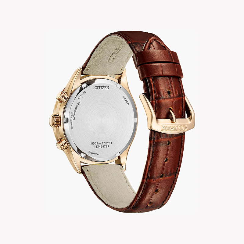 Citizen At2573-07x Rose Gold Sophistication - Modern Men's Watch With Leather Band & Chronograph by i-watch
