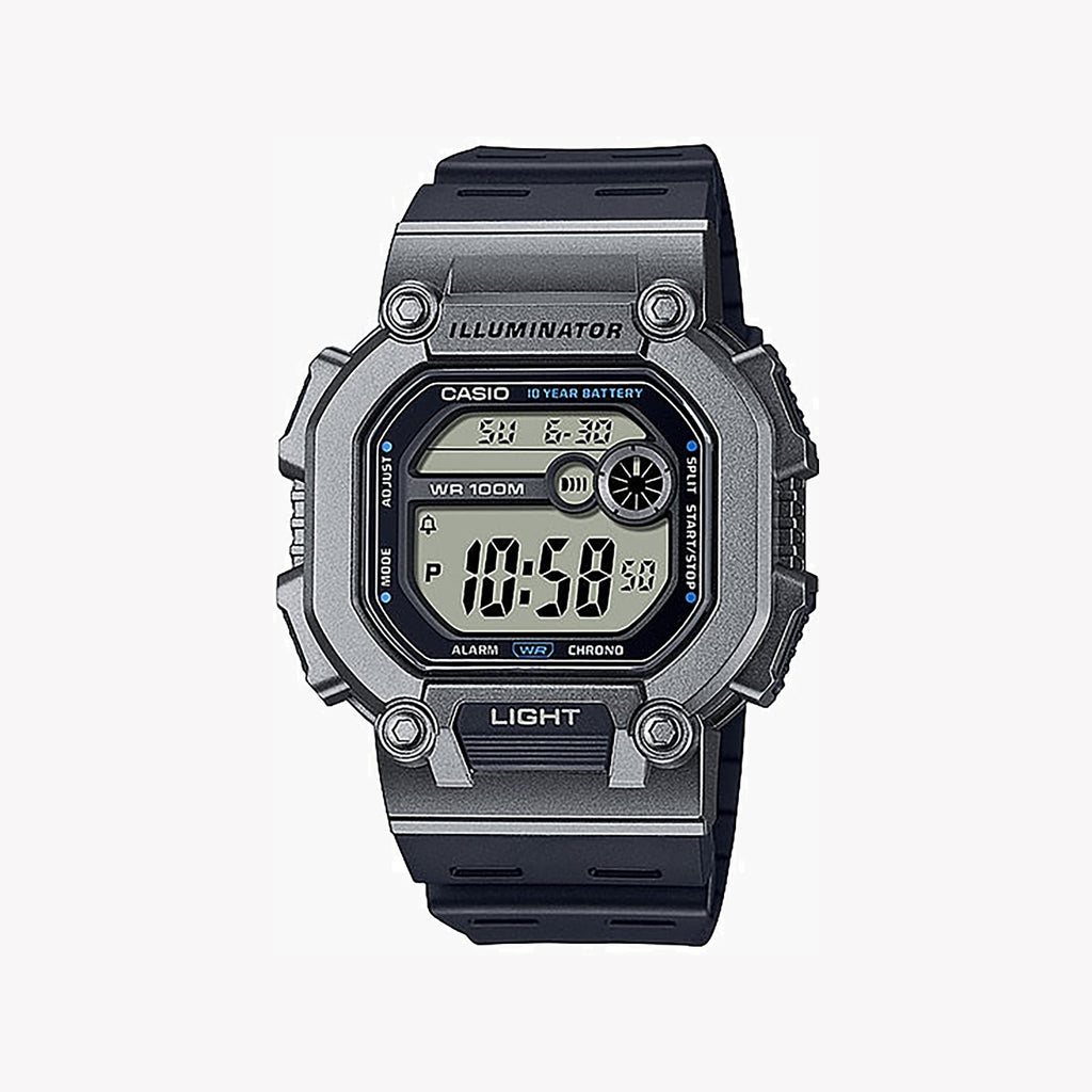 CASIO W-737H-1A2VDF SPORTY ADVENTURER - MEN'S RUGGED DIGITAL WATCH WITH GRAY CASE & BLACK BAND