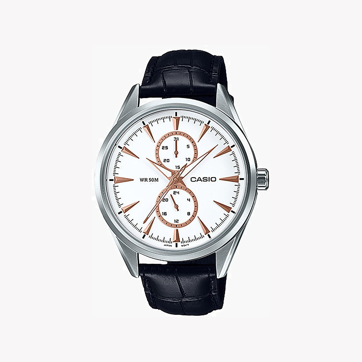 CASIO MTP-SW340L-7AVDF - SPORTY ELEGANCE WITH LEATHER COMFORT Men's Watch in Silver & Black