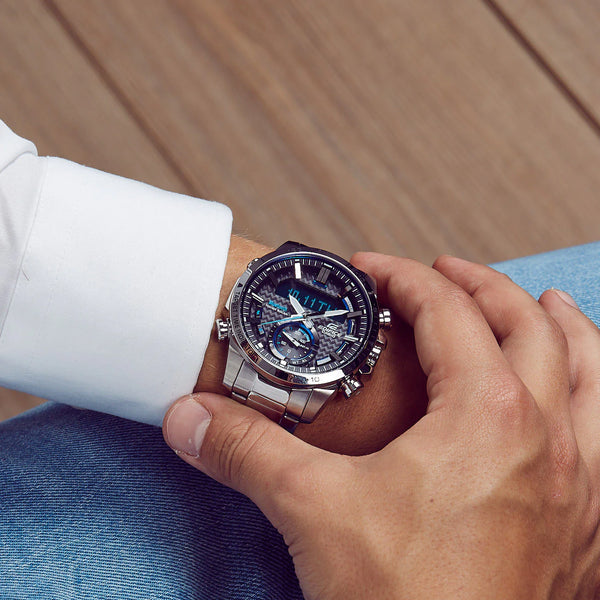 Casio Edifice Ecb-800d-1adr - Sporty Elegance For The Modern Adventurer Men's Watch With Stainless Steel BAnd and Bold Black Dial by i-watch