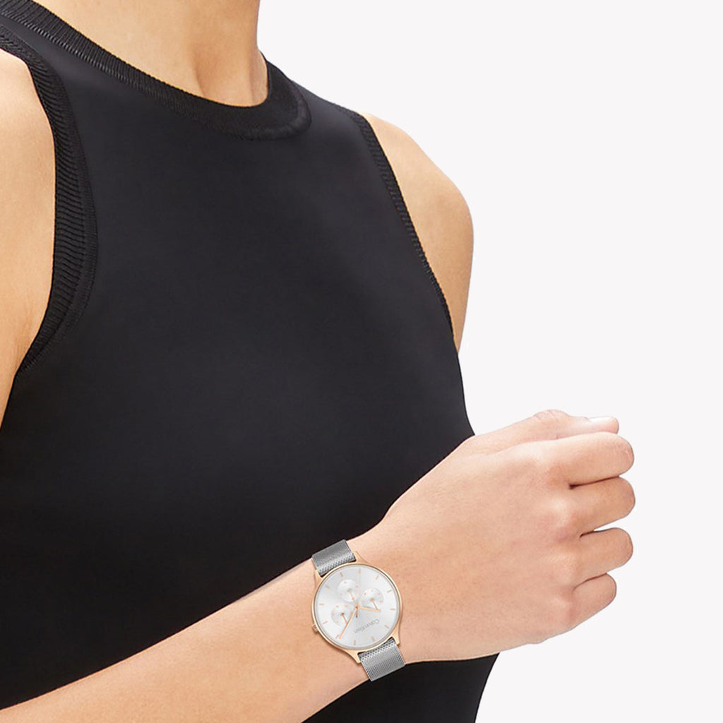 CK CALVIN KLEIN NEW COLLECTION - RADIANT ELEGANCE WOMEN'S WATCH with Gold Stainless Steel Band and Silver Dial-i-Watch-4