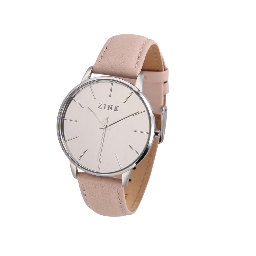 Zink Women's Watch With Silver Stainless Steel Case And Pink Leather Band by i-watch
