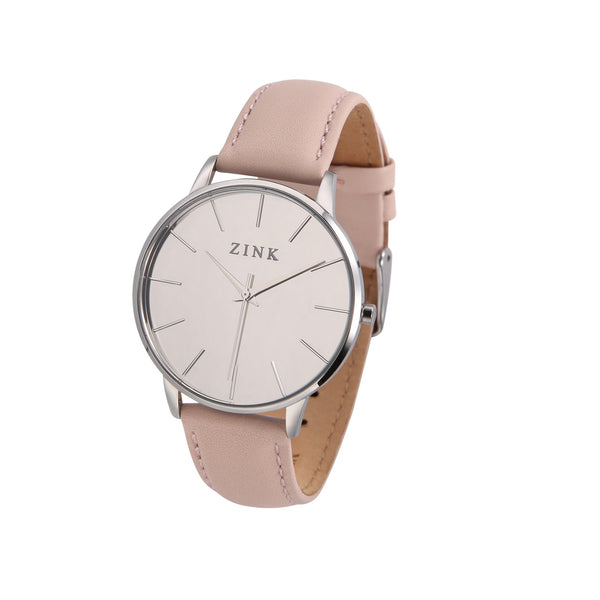 Zink Women's Watch With Silver Stainless Steel Case And Pink Leather Band by i-watch