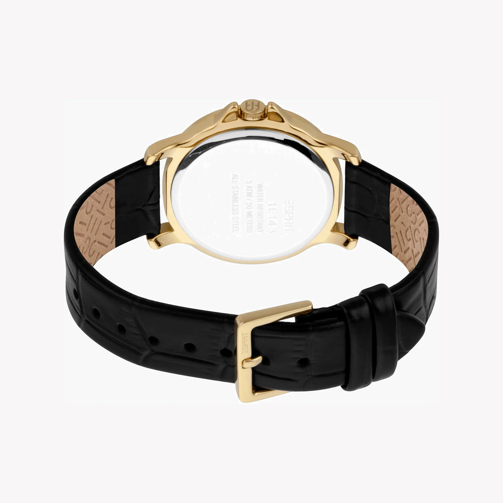 ESPRIT Women's Watch with Gold Stainless Steel Case and Black Leather Band-i-Watch-3