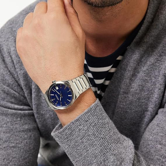 Seiko Men's Silver Stainless Steel, Blue Dial | Sur555p1 by i-watch