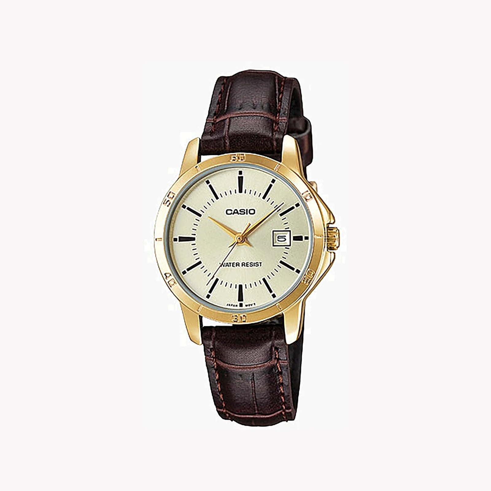 Casio Women's Gold Watch, Brown Leather Band | Ltp-V004gl-9audf by i-watch