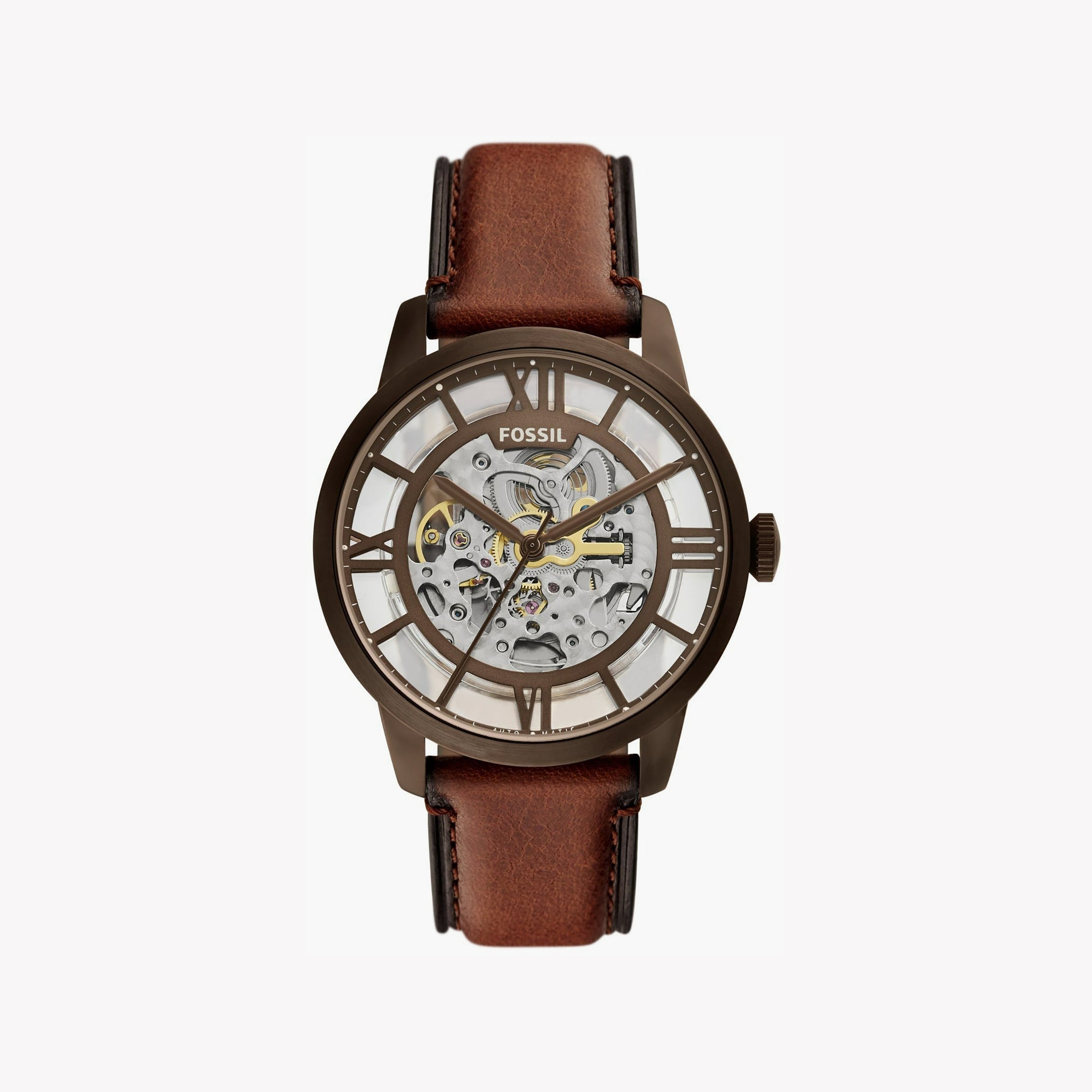 FOSSIL ME3225 TIMELESS ELEGANCE - CLASSIC AUTOMATIC MEN'S WATCH in Bronze & Brown Leather