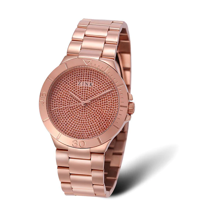 ZINK Women's Watch with Rose Gold Stainless Steel Case and Rose Gold Stainless Steel Band