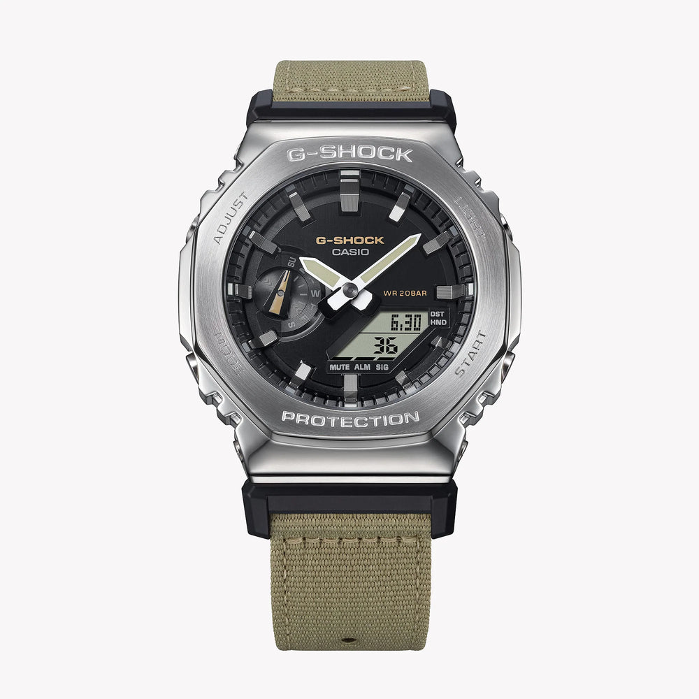 Casio Men's Silver & Tan Watch, Black Dial | Gm-2100c-5aer by i-watch