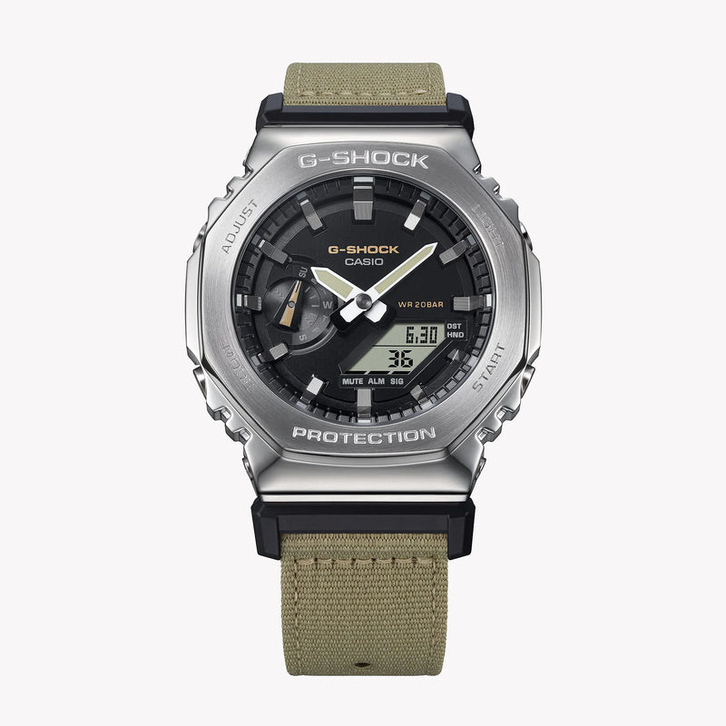 Casio Men's Silver & Tan Watch, Black Dial | Gm-2100c-5aer by i-watch