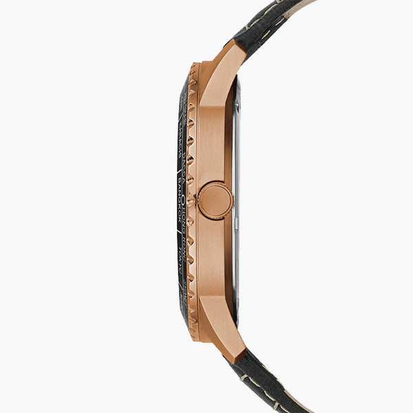 Guess Watches Men's Rose Gold & Black Leather, Black Dial | W1170g2 by i-watch