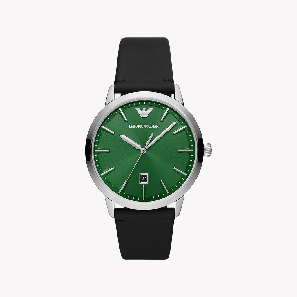 EMPORIO ARMANI AR11509 - MODERN MASCULINE TIMEPIECE WITH GREEN DIAL & LEATHER BAND