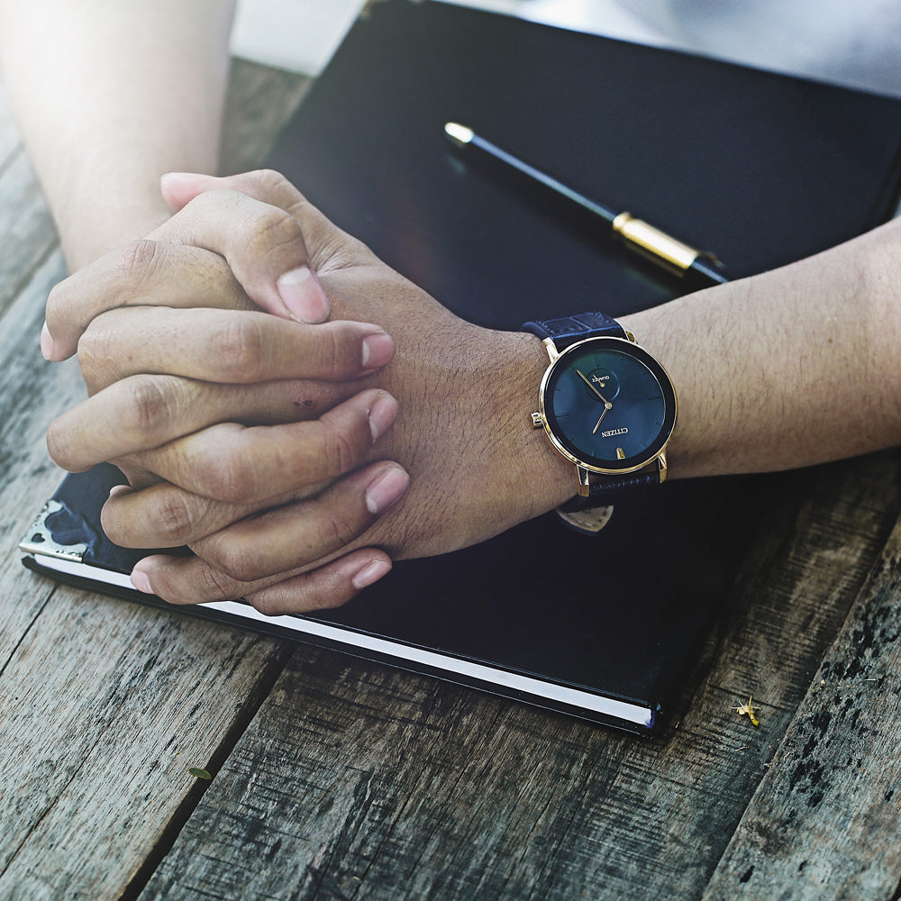 CITIZEN BE9183-03L - ELEGANT BLUE DIAL MEN'S WATCH WITH GOLD STAINLESS STEEL CASE-i-Watch-2