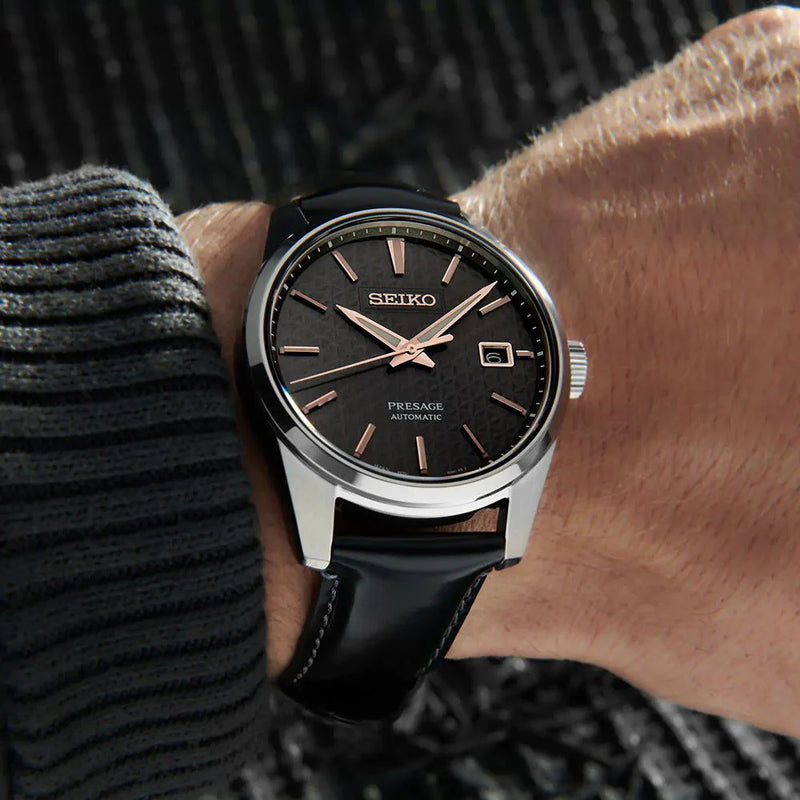 Seiko Presage Men's Silver Watch, Black Dial | Spb231j1 by i-watch