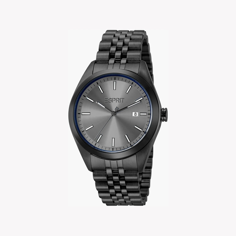 ESPRIT ES-42MM-BK-GY CLASSIC STYLE - DAPPER MEN'S WATCH with Black Stainless Steel Band & Grey Dial