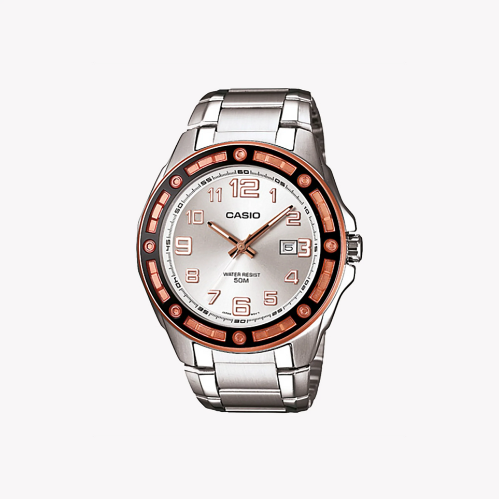 Casio Men's Silver Stainless Steel Watch, White Dial | Mtp-1347d-7avdf by i-watch