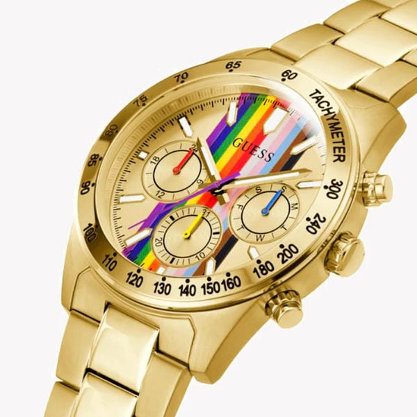 Guess Men's Gold Stainless Steel Watch, Multicolor Dial | Gw0434g1 by i-watch